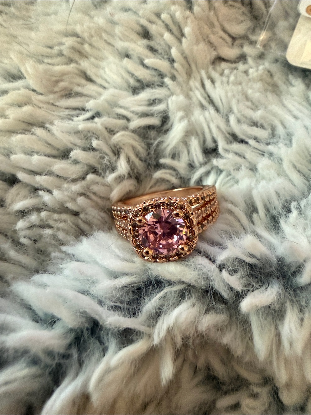 Rose Gold Pink Halo Engagement Ring